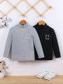 SHEIN Kids FANZEY Toddler Girls' Half High Collar Thermal Base Layer T-shirt, Long Sleeve, Set Of 2 For Spring And Autumn