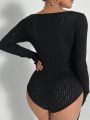 SHEIN SXY Cut Out Front Plunging Neck Bodysuit