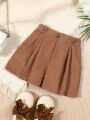 SHEIN Kids EVRYDAY Little Girls' Corduroy Loose Fit Shorts