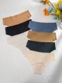 7pcs Solid Color Triangle Panties With Scallop Trim