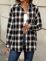 Loose Plaid Shirt With Dropped Shoulder