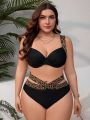 SHEIN Swim Classy Plus Size Bikini Set With Leopard Print Pattern