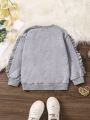 SHEIN Young Girl Ruffle Trim Drop Shoulder Sweatshirt