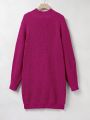 Women's Plus Size Solid Color Turtleneck Raglan Sleeve Loose Sweater Dress