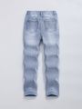 Tween Boy Ripped Frayed Bleach Wash Jeans