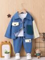 2pcs/set Autumn Style Baby Boys' Denim Jacket And Long Pants Clothing Outfit