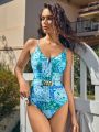 SHEIN Leisure All Over Printed One-piece Swimsuit