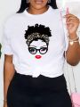 Plus Size Women's Character Print Short-sleeved T-shirt