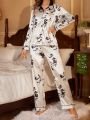 Flower Pattern Long Sleeve & Long Pant Pajama Set