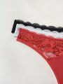 SHEIN 3pcs Floral Lace Panel Thong Underwear