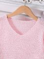 Tween Girl V-Neck Pullover Sweater For Spring And Autumn