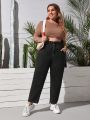 Plus Paperbag Waist Mom Fit Jeans