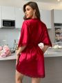 Lady's Solid Color Lace Trimmed Nightgown