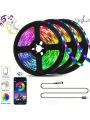 1 Roll Of Usb 16.4ft 150leds Rgb Led Strip Light Smd5050 With Intelligent App Control Color Changing, Diy, Flexible Led Light Strip Suitable For Kitchen, Home Decoration, Festival Party Ambience Light