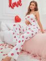 Women'S Lip Print Pajama Set