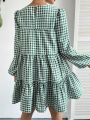 SHEIN Essnce Valentine's Day Date Outfit Women Plaid Doll Dress