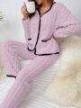 Women's Solid Color Plush Homewear Set