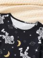 SHEIN Kids Nujoom Boys' Astronaut Printed Pajama Set (full Sleeves)