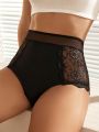 SHEIN 3pcs Contrast Lace Scallop Trim Panty