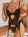 Wild Women's Sexy Leopard Print Hollow Out Lingerie Set