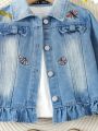 Little Girls' Comfortable Embroidered Denim Jacket