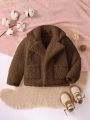 Girls' Street Style Cool Plush Collar Coat Suitable For Winter