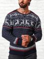 Men Christmas Elk & Geo Pattern Sweater