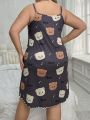 Cute Bear Print Plus Size Cami Sleep Dress