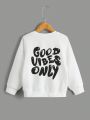 Young Boy Slogan Graphic Pullover