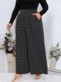 SHEIN Clasi Plus Polka Dot Print Wide Leg Pants