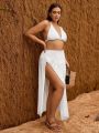 SHEIN Swim Vcay Plus Size Women's High Slit Cover Up Skirt