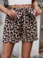 Leopard Print Belted Shorts