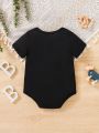 Newborn Baby Boys' Casual Basic Bodysuit With Fun Letter Pattern, Perfect For Layering