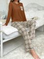 Plaid Long Sleeve Pajama Set