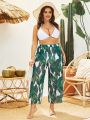 SHEIN Swim Vcay Plus Size Women's Branch & Leaf Printed Cover Up Pants