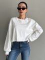 Dazy Star Ladies' Solid Color Lantern Sleeve Short Length Long Sleeve T-shirt