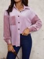 SHEIN LUNE Color-block Loose Long Sleeve Casual Shirt