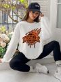 9over10Studios Letter Graphic Drop Shoulder Sweatshirt