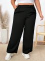 SHEIN Plus Size Solid Color Casual Straight Pants