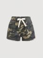 SHEIN Y2k Style Camouflage Streetwear Cool Denim Shorts For Young Girls