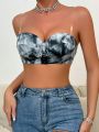 Ladies' Tie Dye Strapless Bra With Underwire