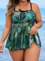 SHEIN Swim Classy Plus Size Tropical Printed Bikini Set