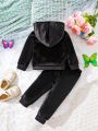 Baby Girls' Soft Velvet Long Sleeve Top And Pants, 2pcs/Set For Spring, Autumn, Winter