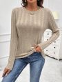 SHEIN LUNE Solid Color Ribbed Casual Women's Sweater