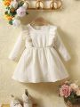 Baby Girl Ruffle Trim Keyhole Back Dress