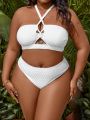 SHEIN Swim Vcay Plus Size Solid Color Swimsuit Set