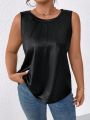 SHEIN LUNE Plus Size Solid Color Sleeveless Tank Top For Leisure