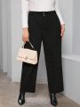 SHEIN Privé Plus Size Solid Color High Waisted Pants