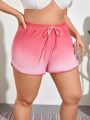 SHEIN Swim Vcay Plus Size Ombre Fake Drawstring Swim Trunks