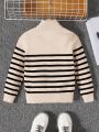 SHEIN Young Boy Striped Half Zip Sweater